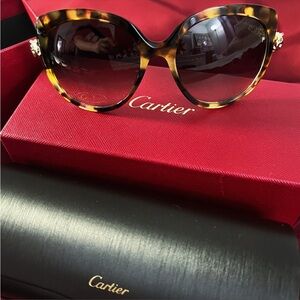 PANTHÈRE DE CARTIER Women’s Sunglasses Eyewear Animal Print Havana Brown Gold
